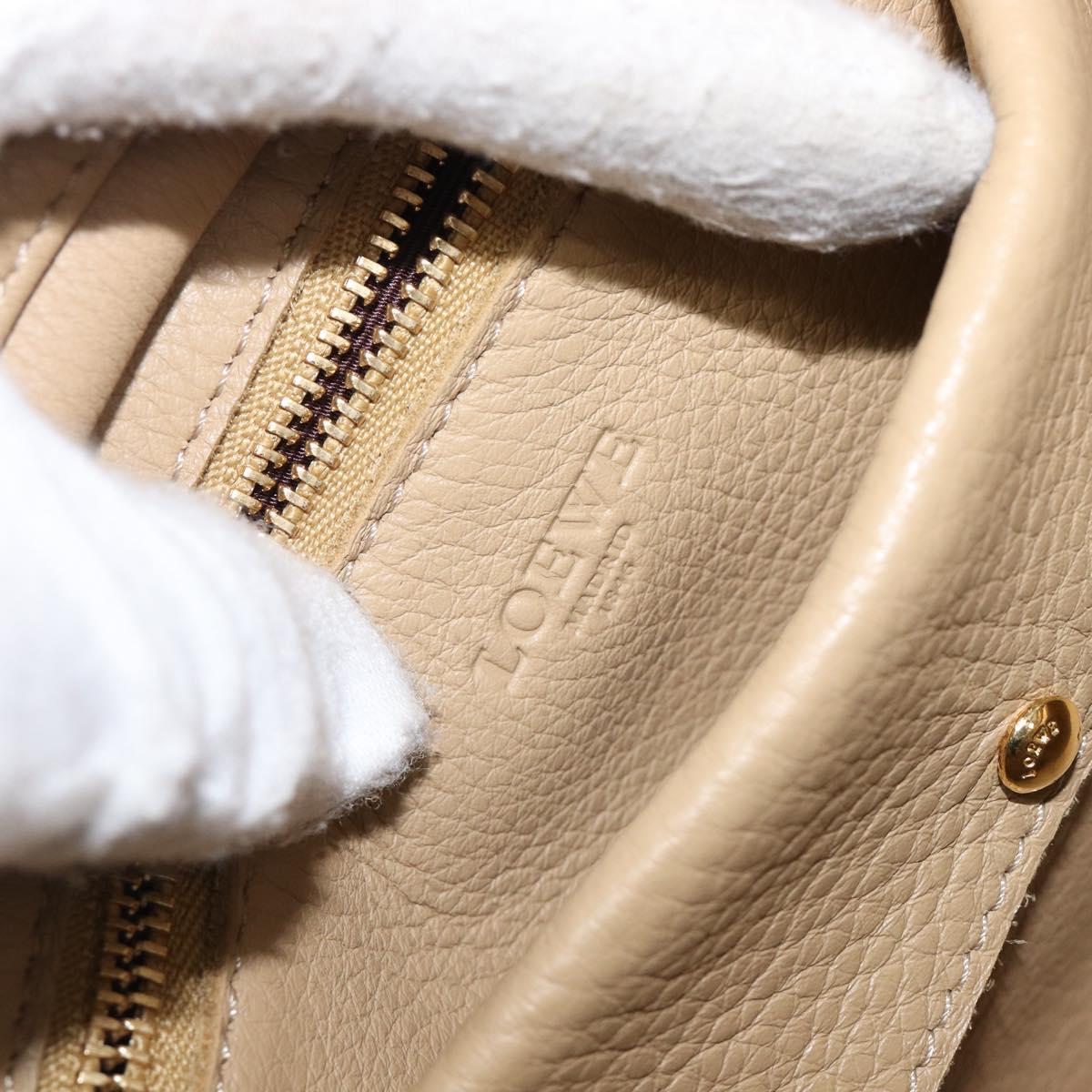 LOEWE Americana 28 Hand Bag Suede Beige Gold Tone Auth 200812V