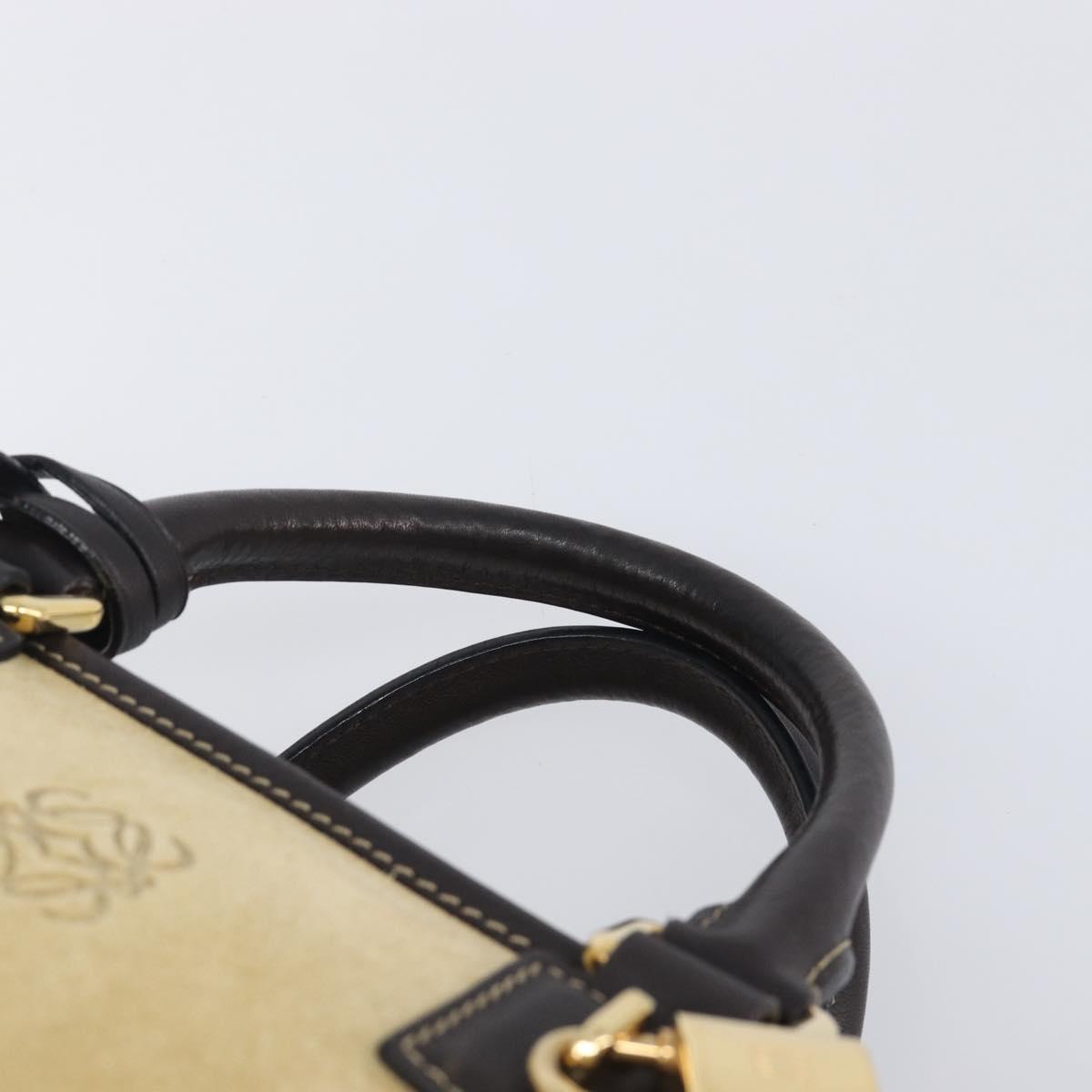 LOEWE Americana 28 Hand Bag Suede Beige Gold Tone Auth 200812V