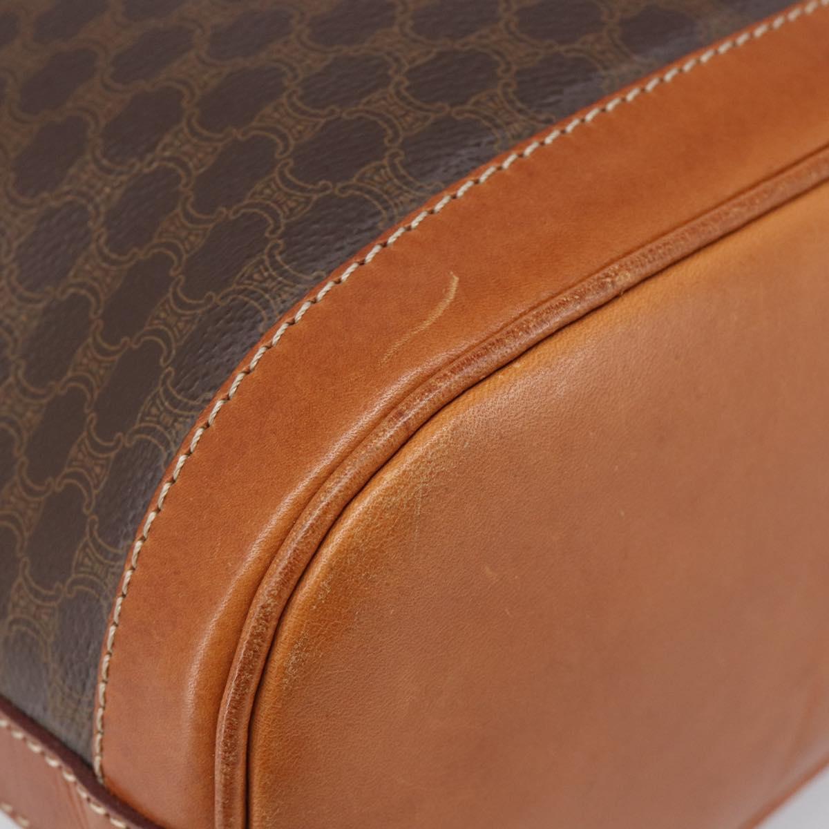 CELINE Macadam Shoulder Bag PVC Leather Brown Gold Tone Auth 200814A