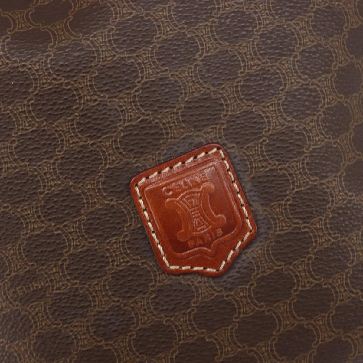 CELINE Macadam Shoulder Bag PVC Leather Brown Gold Tone Auth 200814A