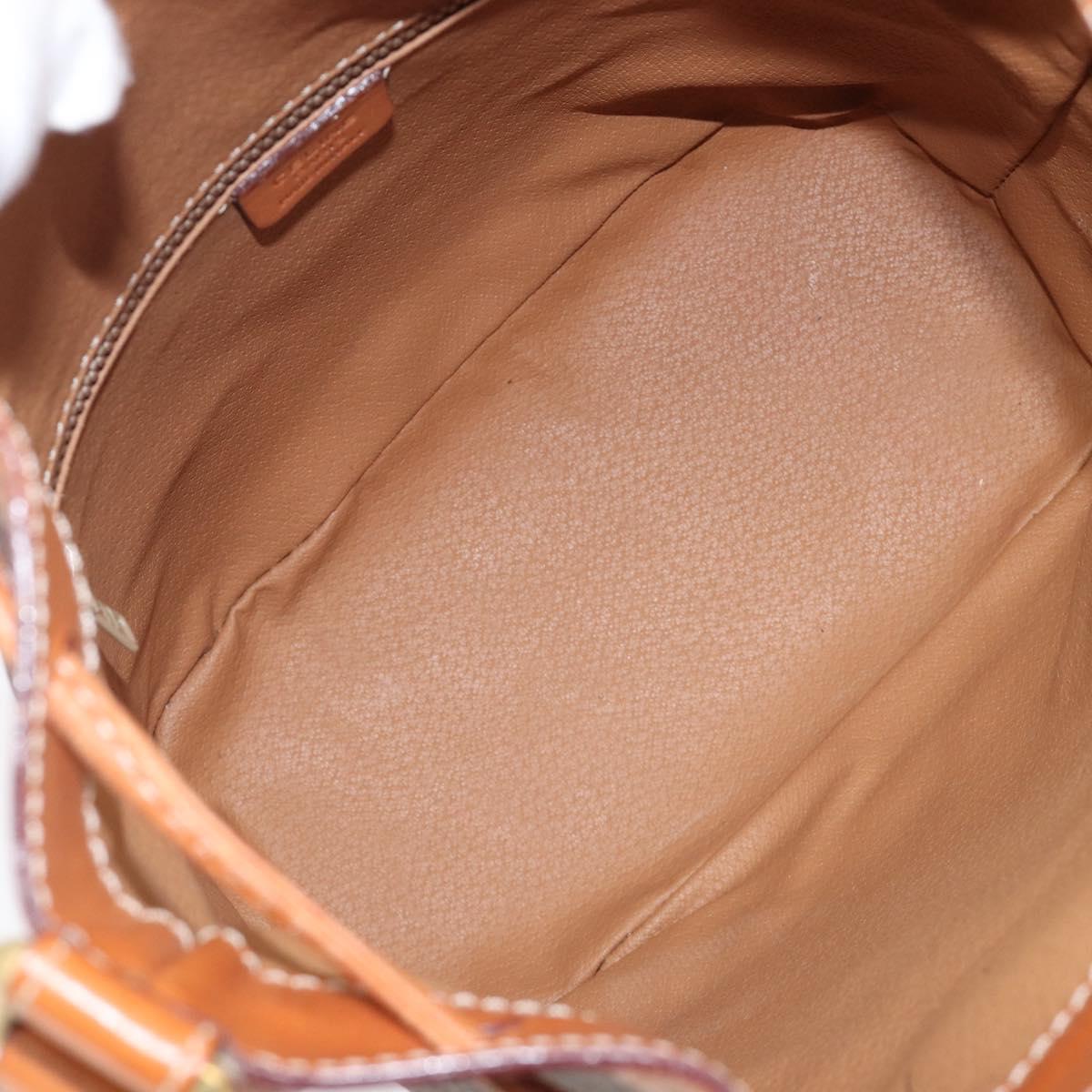 CELINE Macadam Shoulder Bag PVC Leather Brown Gold Tone Auth 200814A