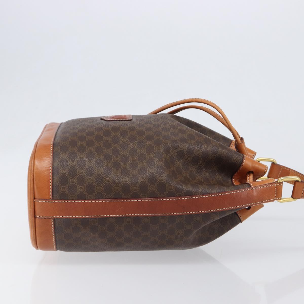CELINE Macadam Shoulder Bag PVC Leather Brown Gold Tone Auth 200814A
