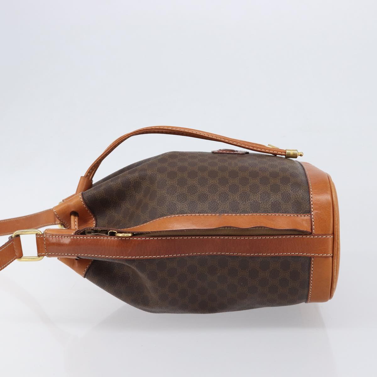 CELINE Macadam Shoulder Bag PVC Leather Brown Gold Tone Auth 200814A