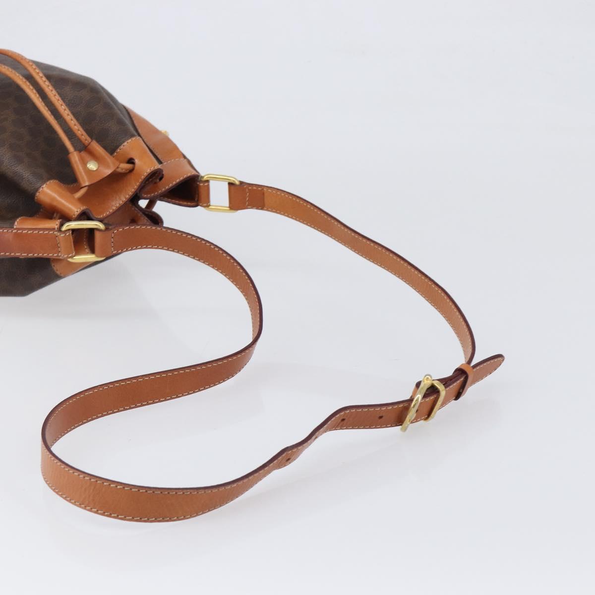 CELINE Macadam Shoulder Bag PVC Leather Brown Gold Tone Auth 200814A