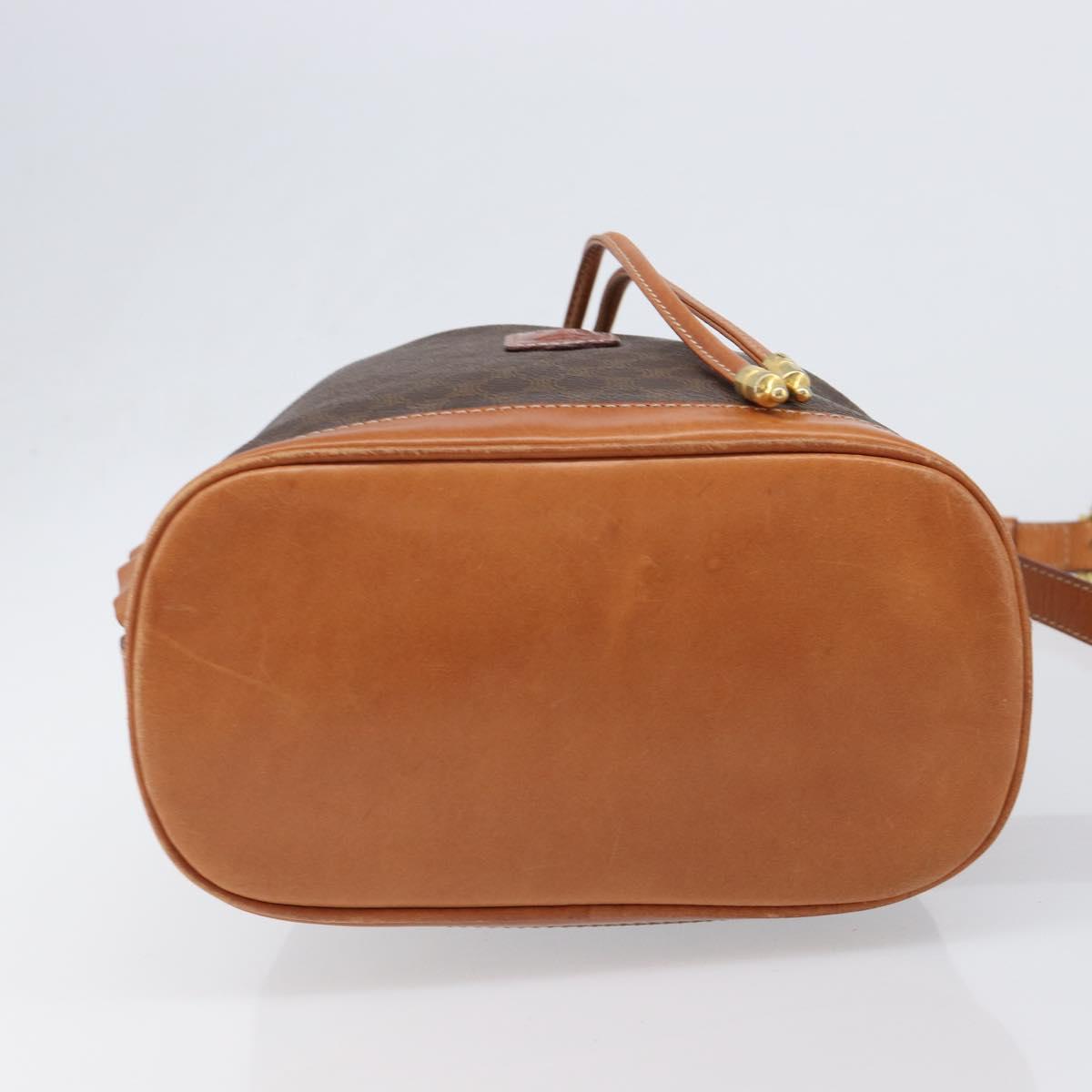 CELINE Macadam Shoulder Bag PVC Leather Brown Gold Tone Auth 200814A