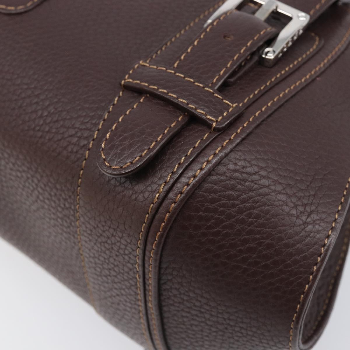 LOEWE Sender Hand Bag Leather Brown Silver Auth 200818V