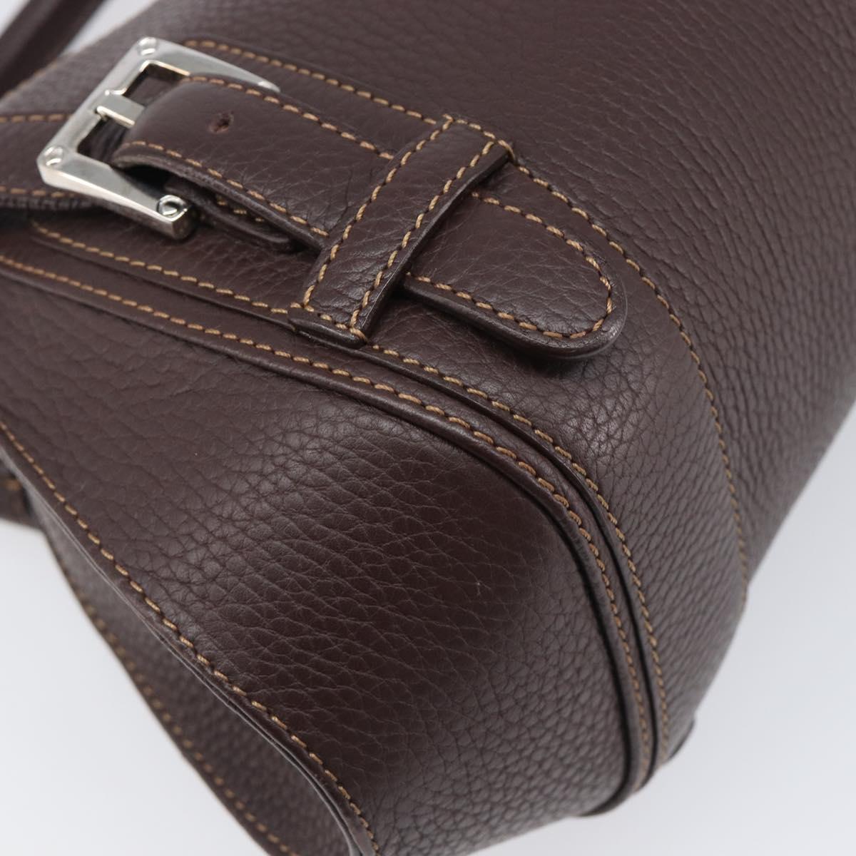 LOEWE Sender Hand Bag Leather Brown Silver Auth 200818V