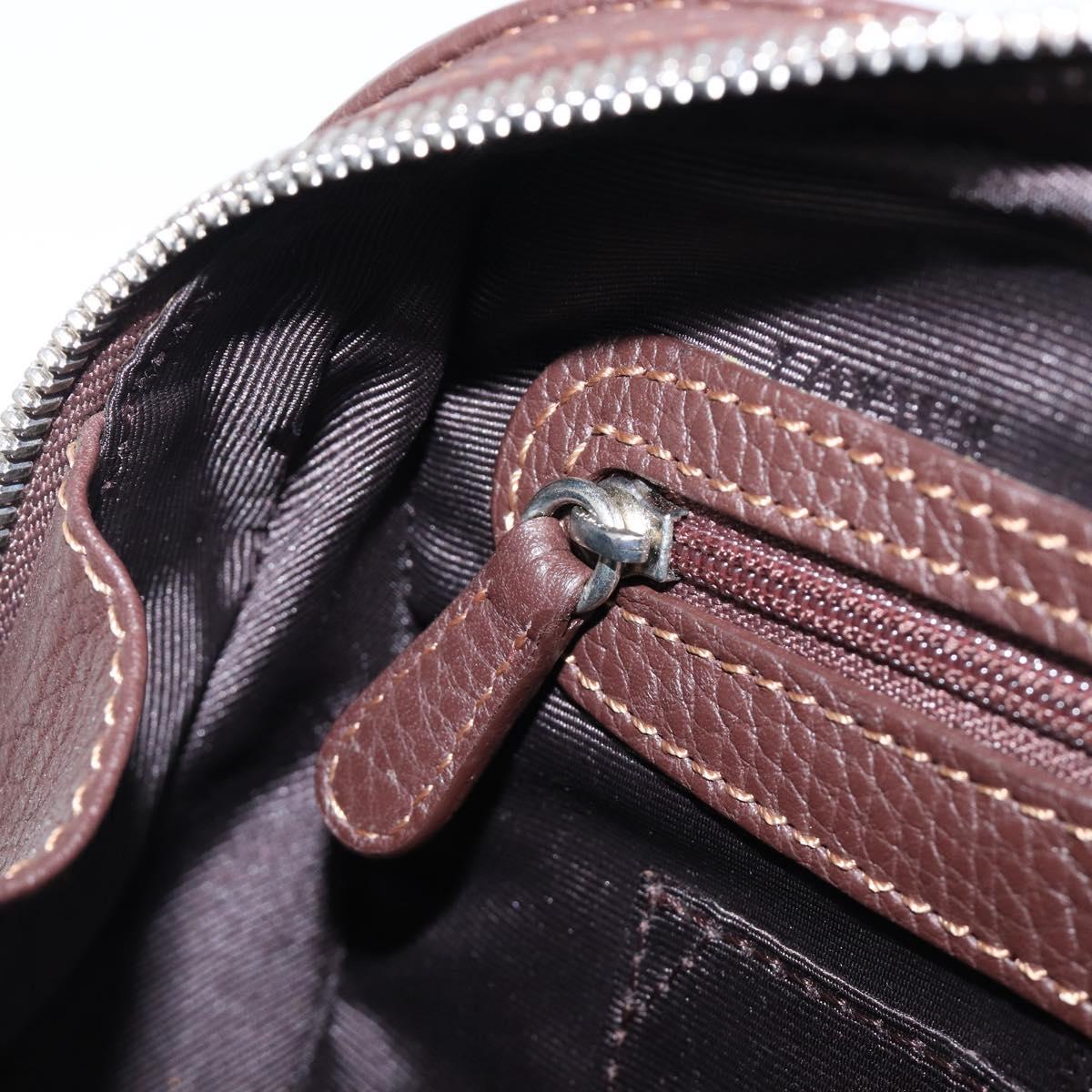 LOEWE Sender Hand Bag Leather Brown Silver Auth 200818V