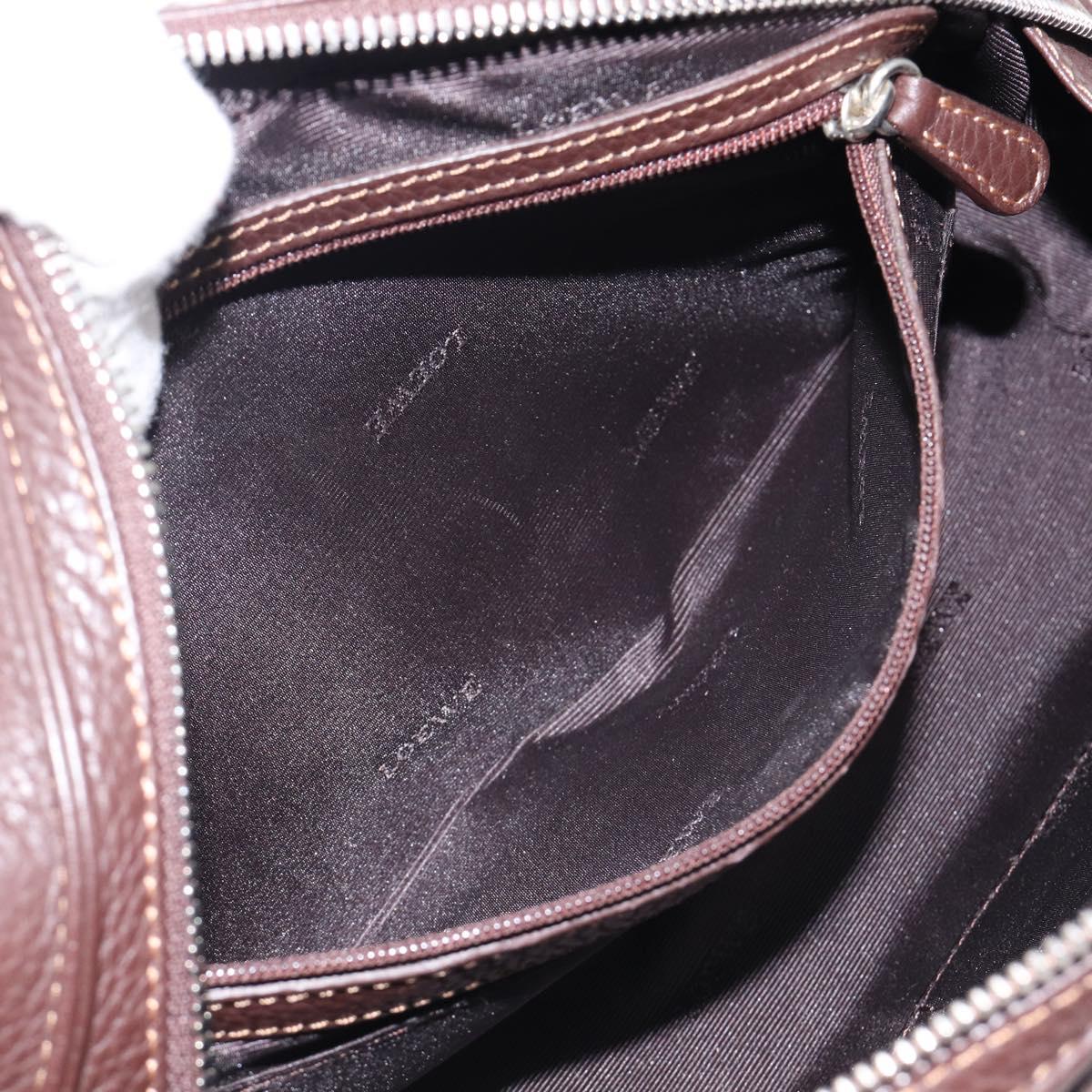 LOEWE Sender Hand Bag Leather Brown Silver Auth 200818V