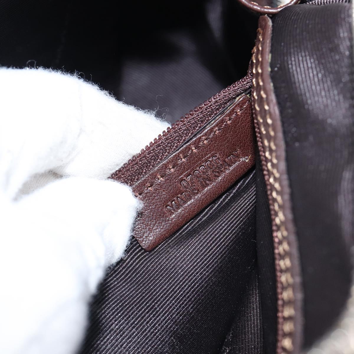 LOEWE Sender Hand Bag Leather Brown Silver Auth 200818V