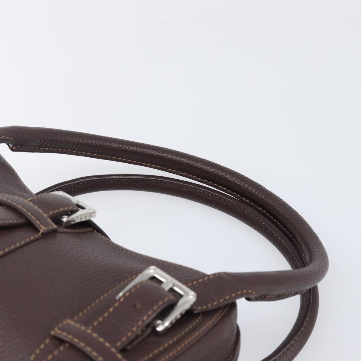LOEWE Sender Hand Bag Leather Brown Silver Auth 200818V