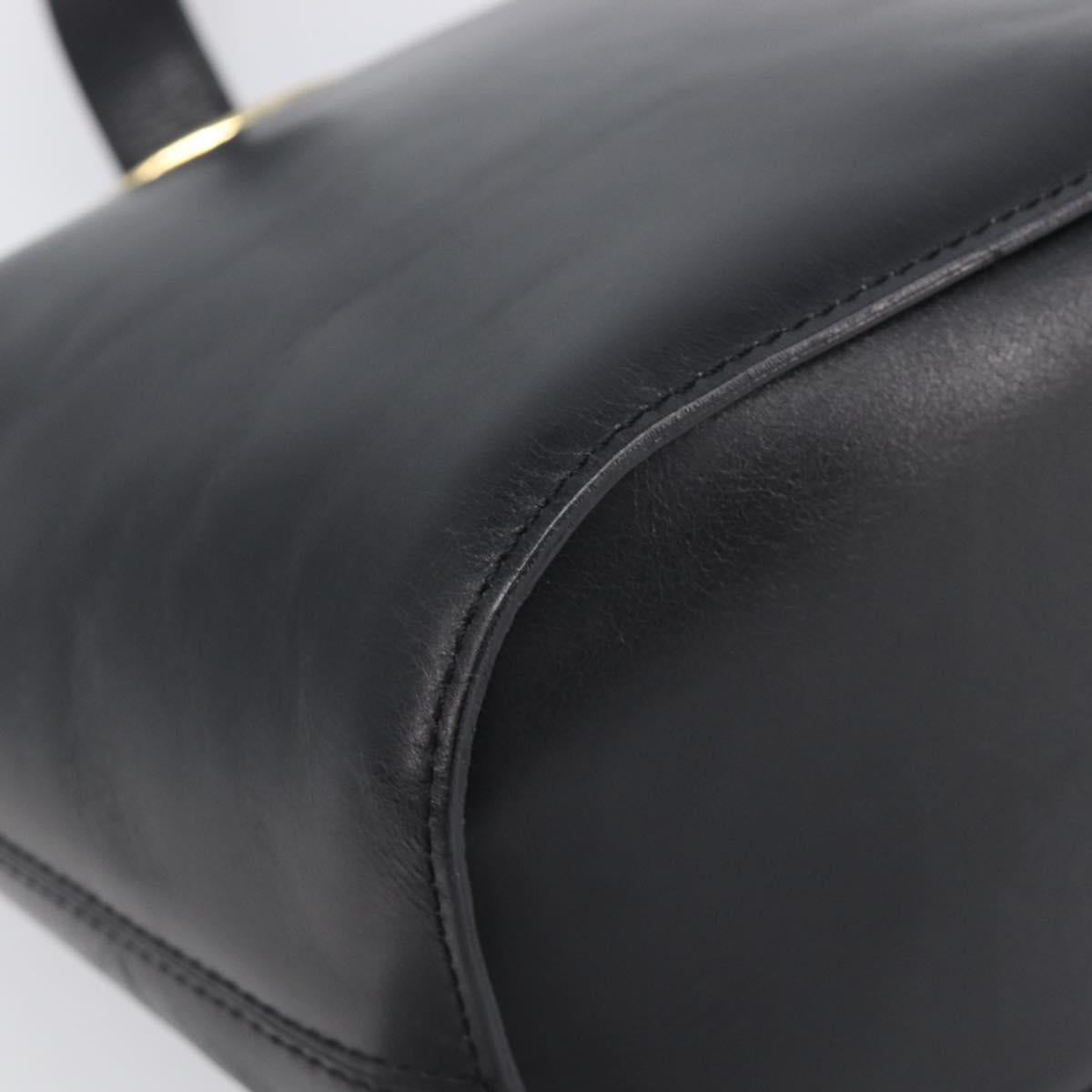 CELINE Shoulder Bag Leather Black Gold Tone Auth 200820A
