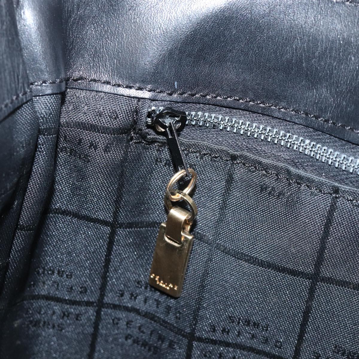 CELINE Shoulder Bag Leather Black Gold Tone Auth 200820A