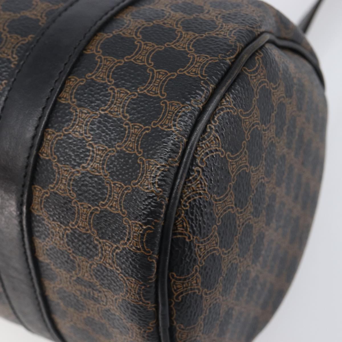 CELINE Macadam Hand Bag PVC Leather Black Gold Tone Auth 200823