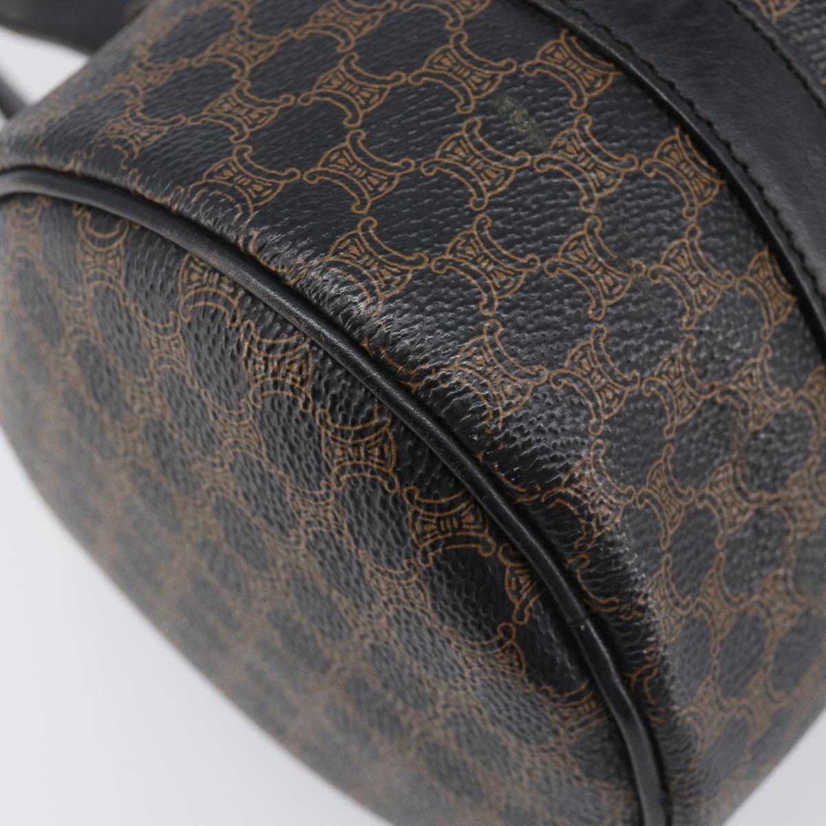 CELINE Macadam Hand Bag PVC Leather Black Gold Tone Auth 200823