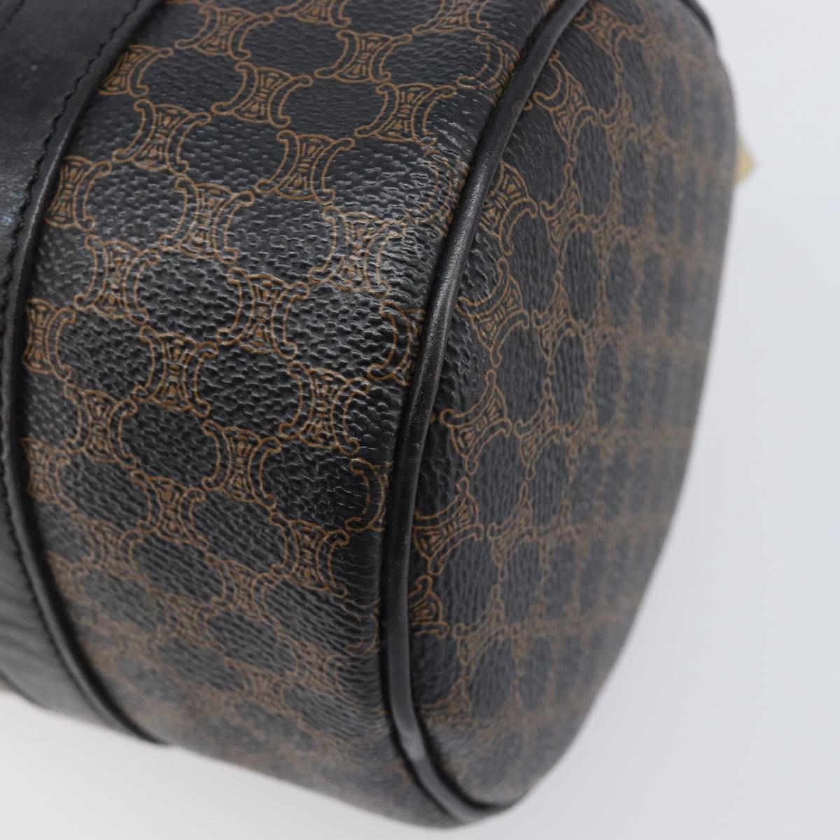 CELINE Macadam Hand Bag PVC Leather Black Gold Tone Auth 200823