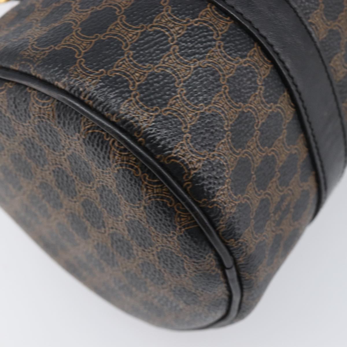 CELINE Macadam Hand Bag PVC Leather Black Gold Tone Auth 200823