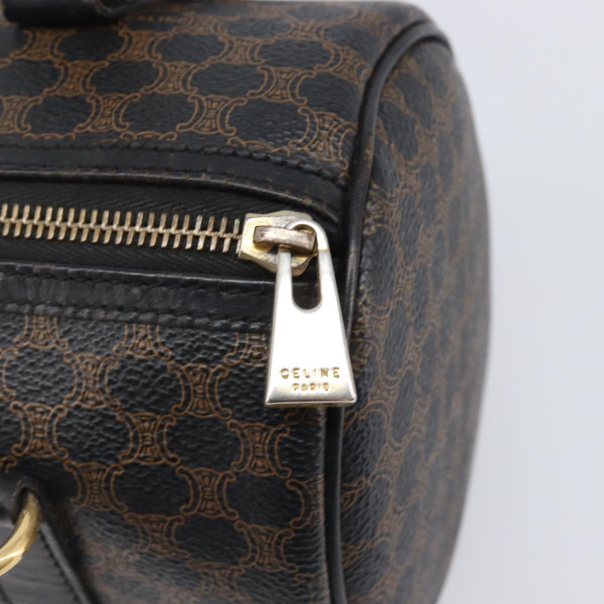CELINE Macadam Hand Bag PVC Leather Black Gold Tone Auth 200823