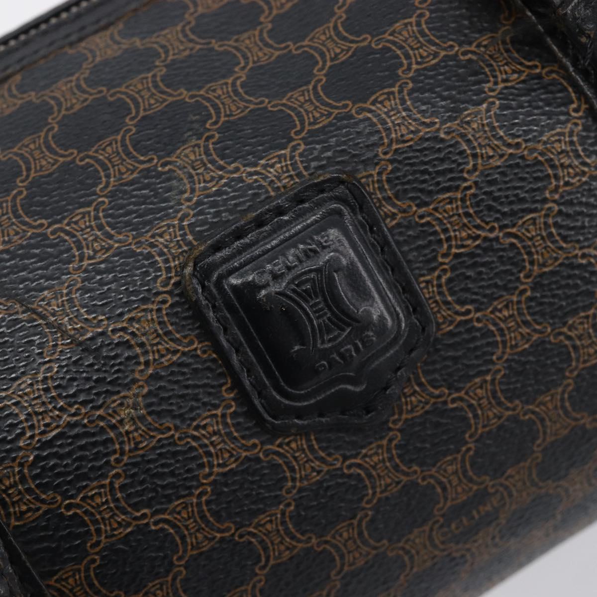 CELINE Macadam Hand Bag PVC Leather Black Gold Tone Auth 200823