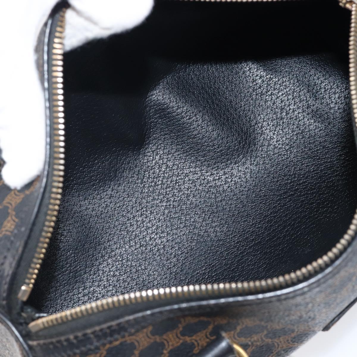 CELINE Macadam Hand Bag PVC Leather Black Gold Tone Auth 200823