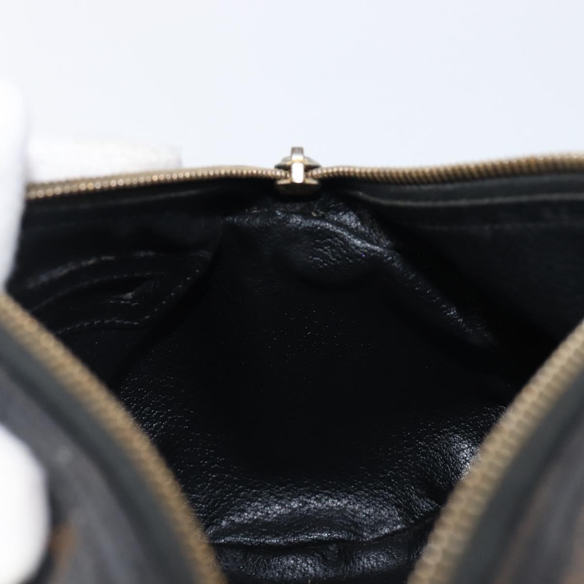 CELINE Macadam Hand Bag PVC Leather Black Gold Tone Auth 200823