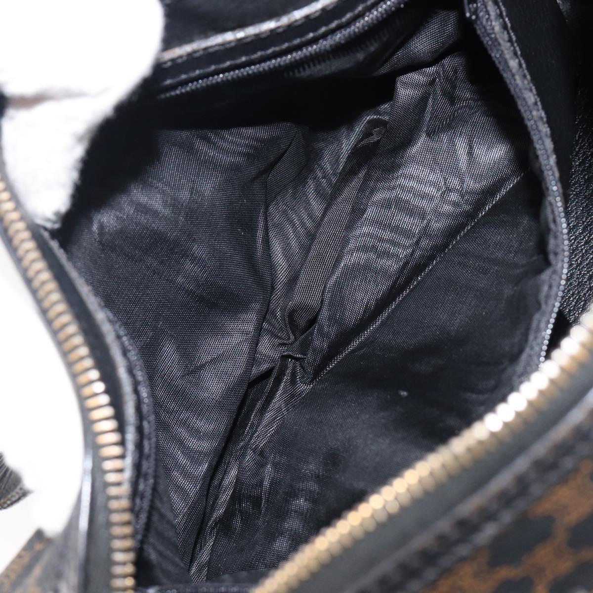 CELINE Macadam Hand Bag PVC Leather Black Gold Tone Auth 200823