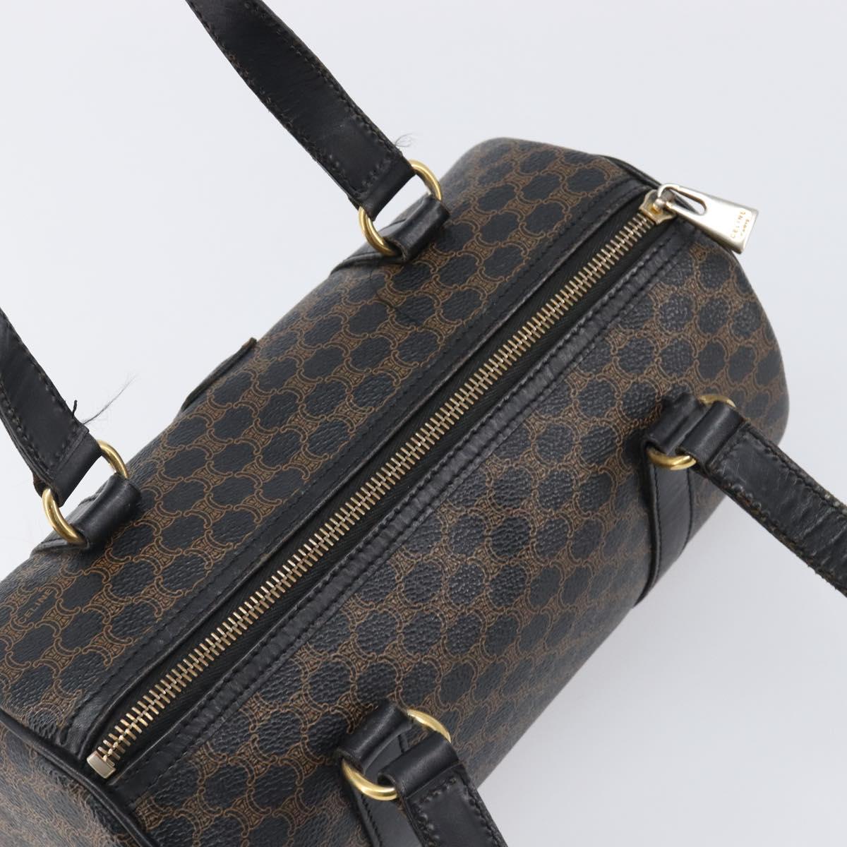 CELINE Macadam Hand Bag PVC Leather Black Gold Tone Auth 200823