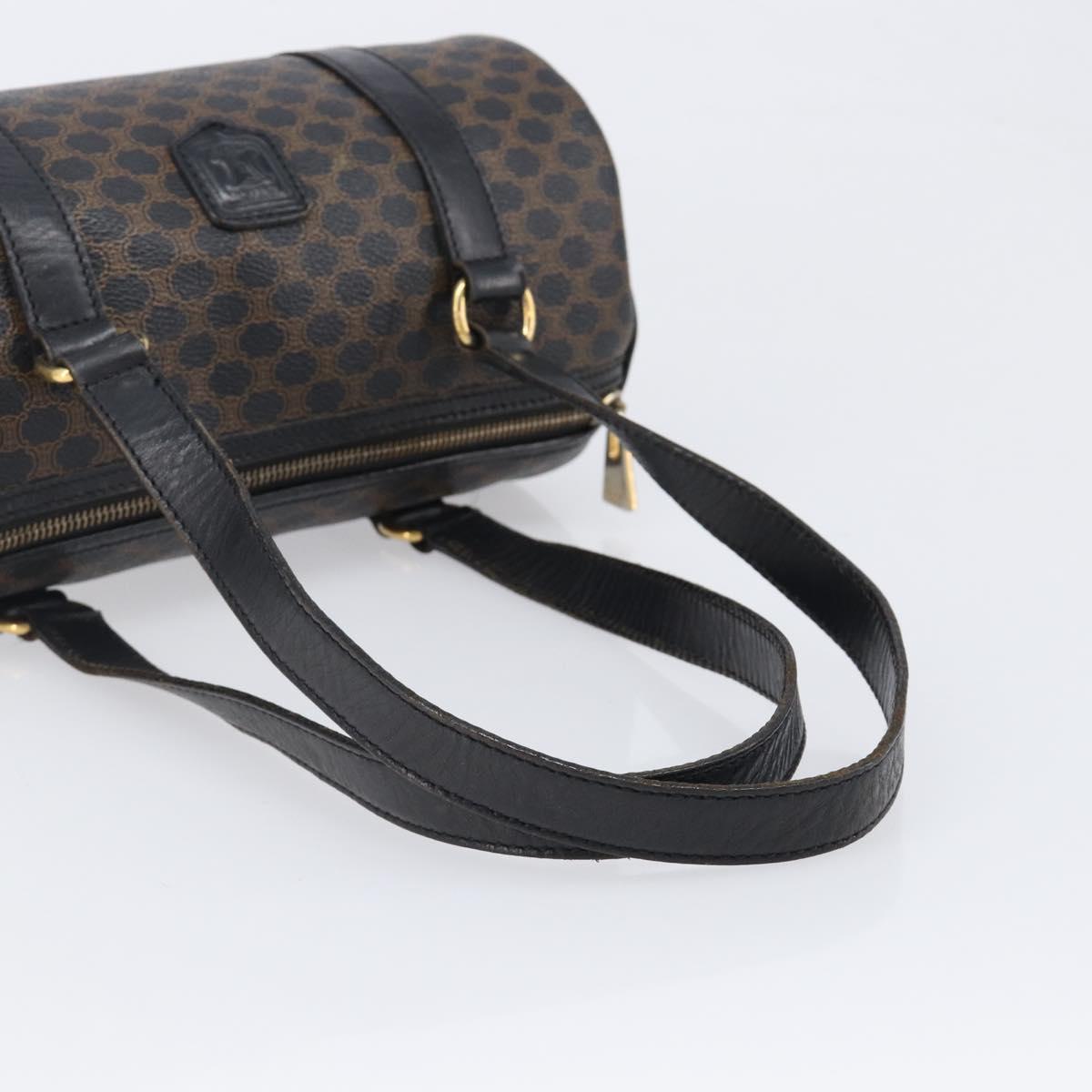 CELINE Macadam Hand Bag PVC Leather Black Gold Tone Auth 200823