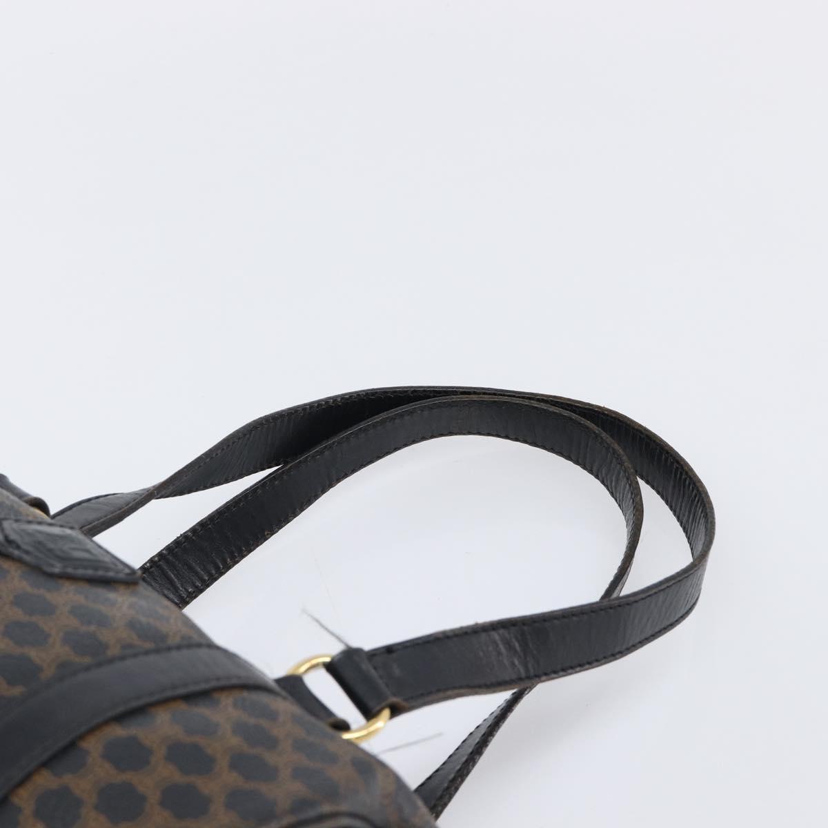 CELINE Macadam Hand Bag PVC Leather Black Gold Tone Auth 200823