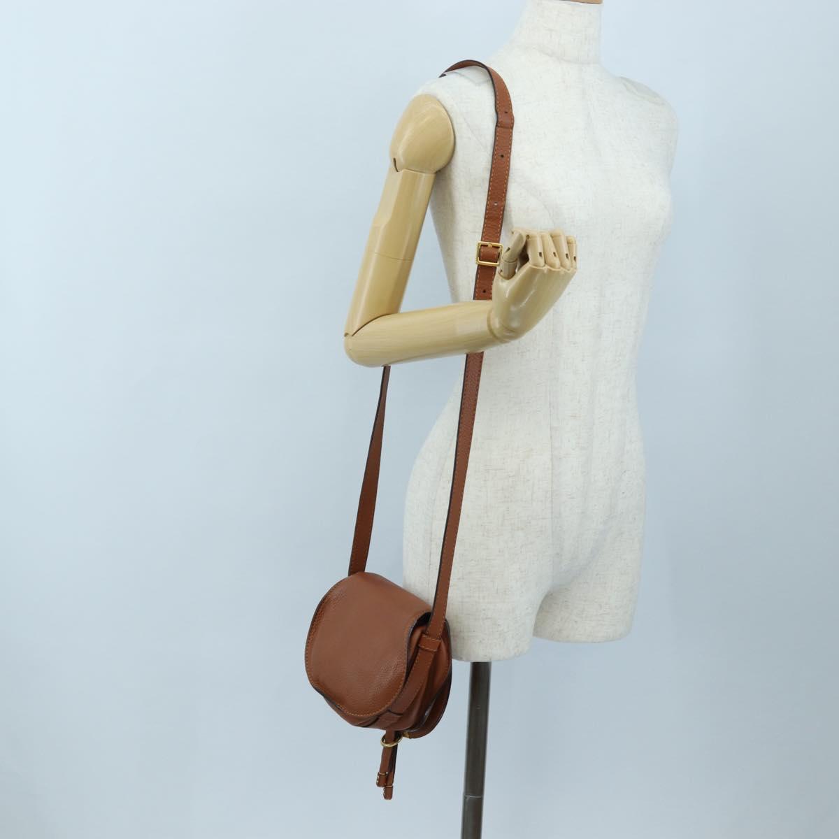 Chloe Shoulder Bag Leather Brown Gold Auth 200824V