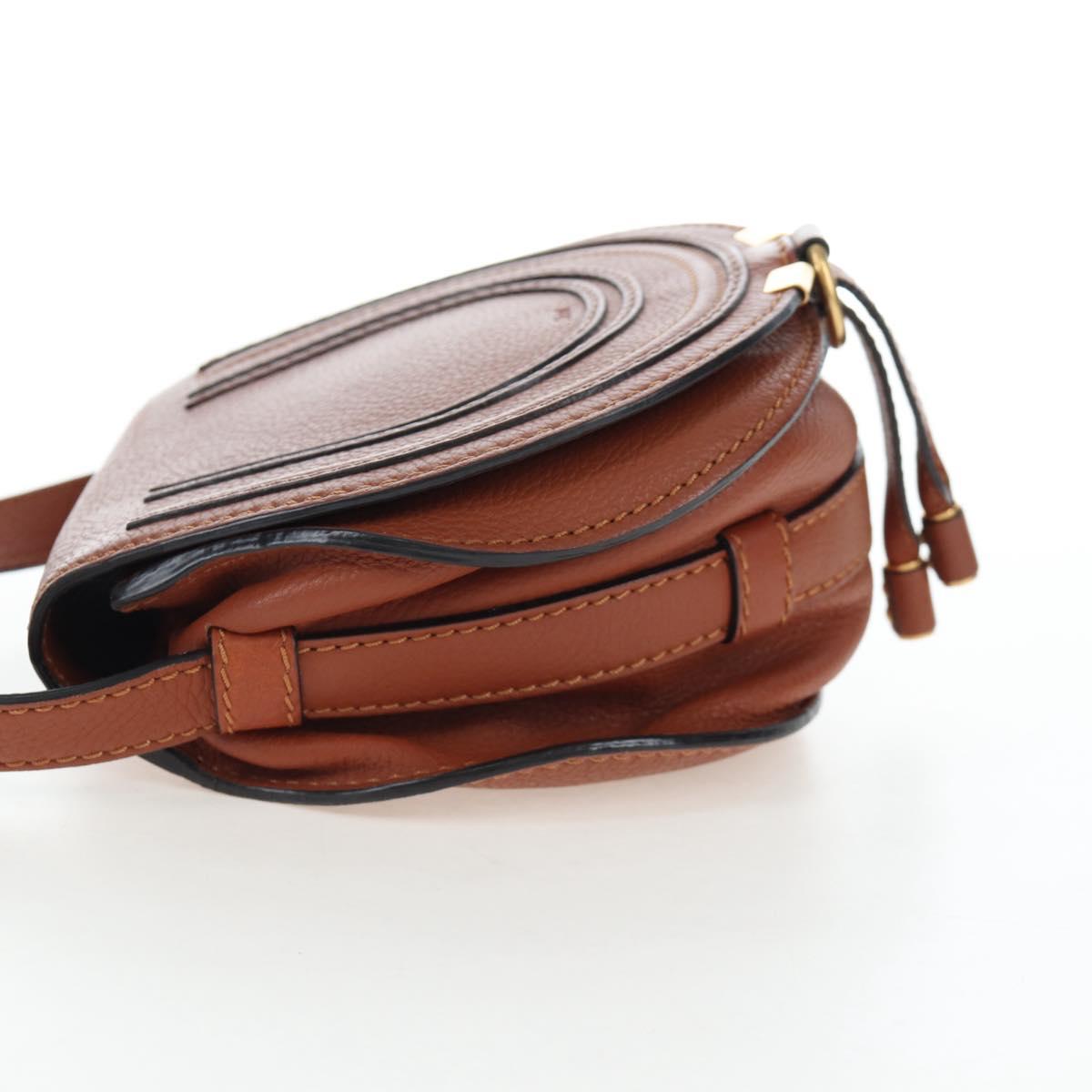 Chloe Shoulder Bag Leather Brown Gold Auth 200824V