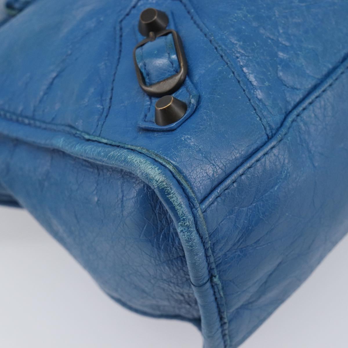 BALENCIAGA Classic City Hand Bag Leather 2way Blue 431621 Auth 200825V