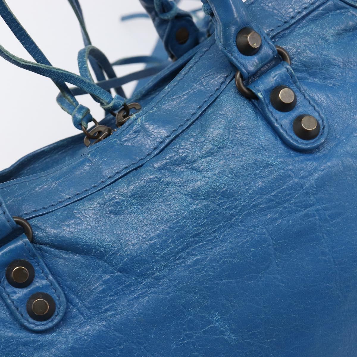 BALENCIAGA Classic City Hand Bag Leather 2way Blue 431621 Auth 200825V