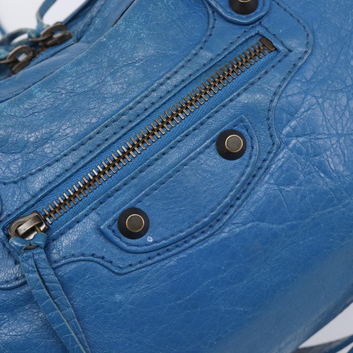 BALENCIAGA Classic City Hand Bag Leather 2way Blue 431621 Auth 200825V