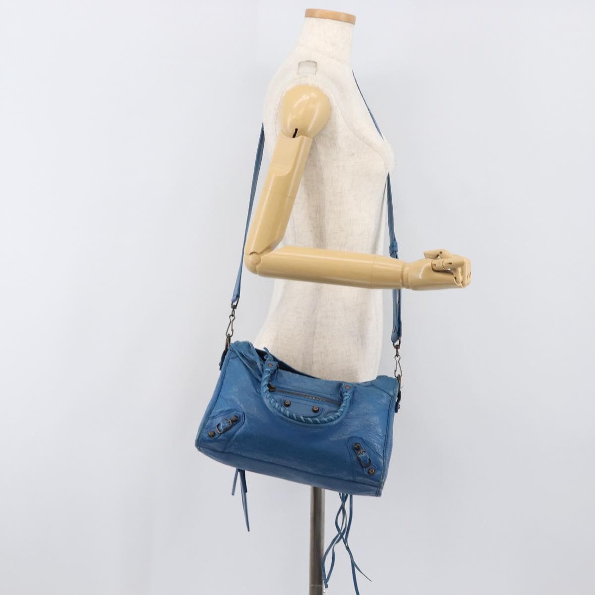 BALENCIAGA Classic City Hand Bag Leather 2way Blue 431621 Auth 200825V