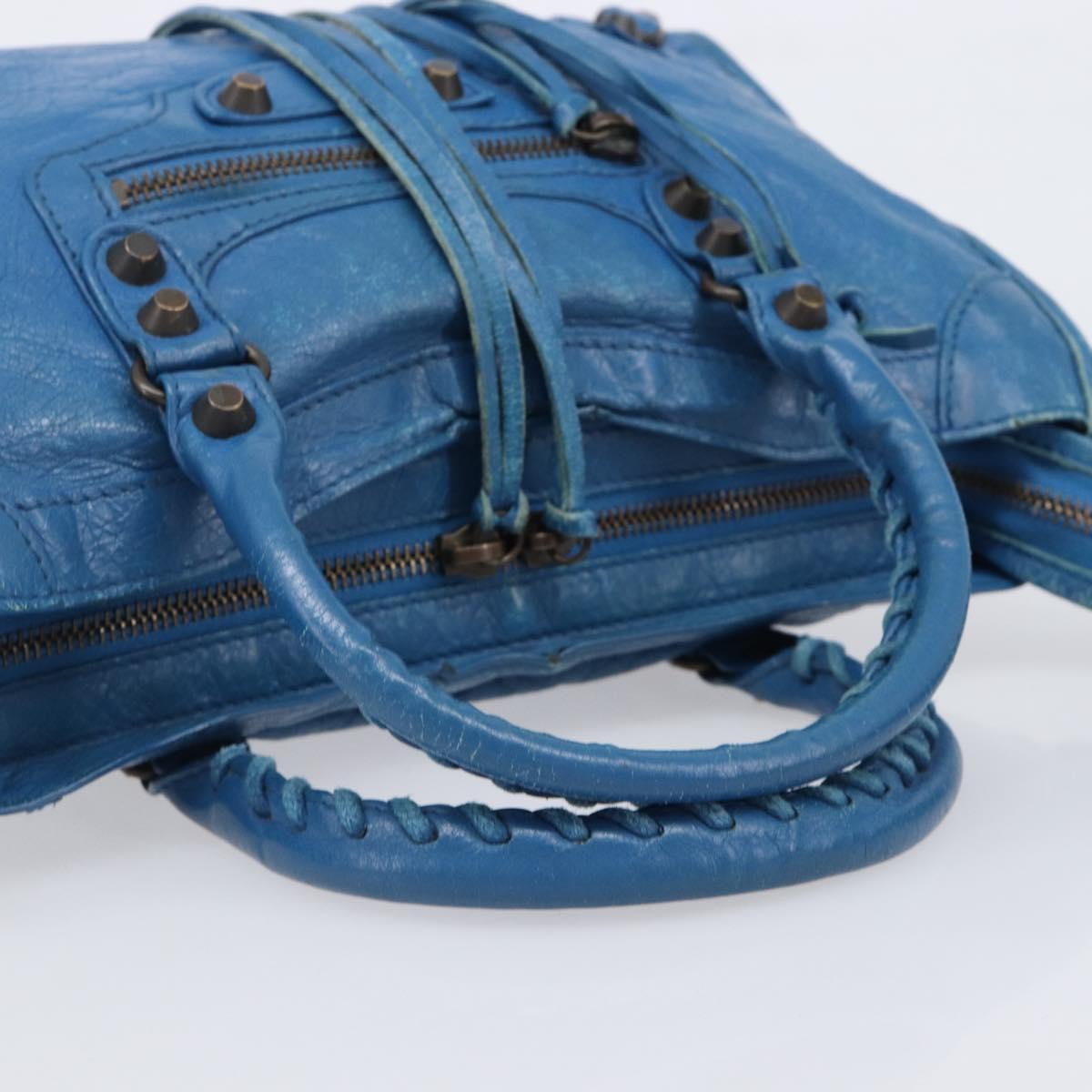 BALENCIAGA Classic City Hand Bag Leather 2way Blue 431621 Auth 200825V