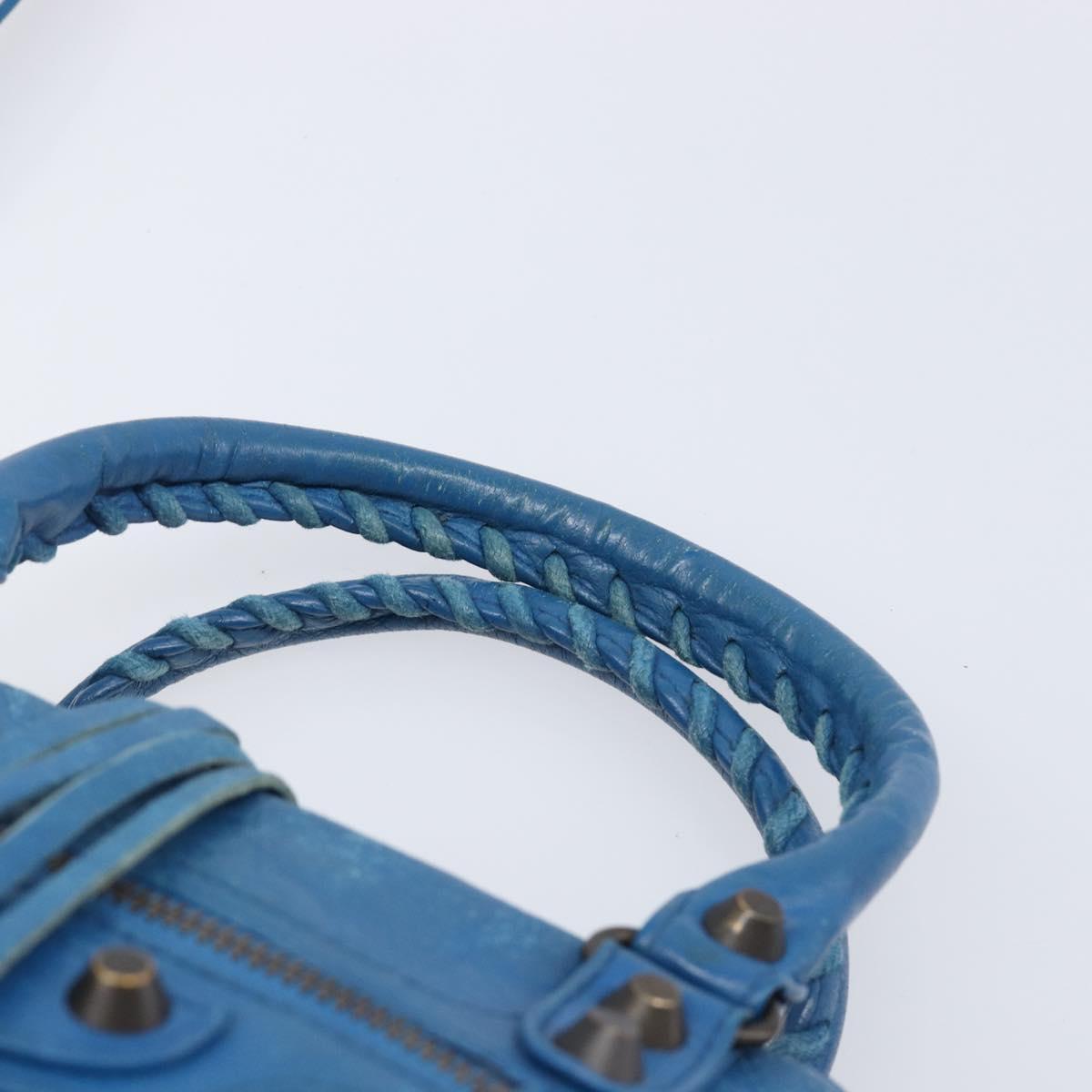 BALENCIAGA Classic City Hand Bag Leather 2way Blue 431621 Auth 200825V