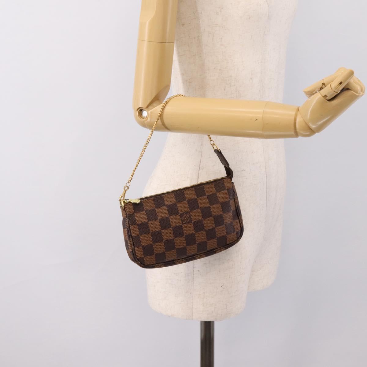 LOUIS VUITTON Damier Ebene Mini Pochette Accessoires Pouch N58009 Auth 200830V