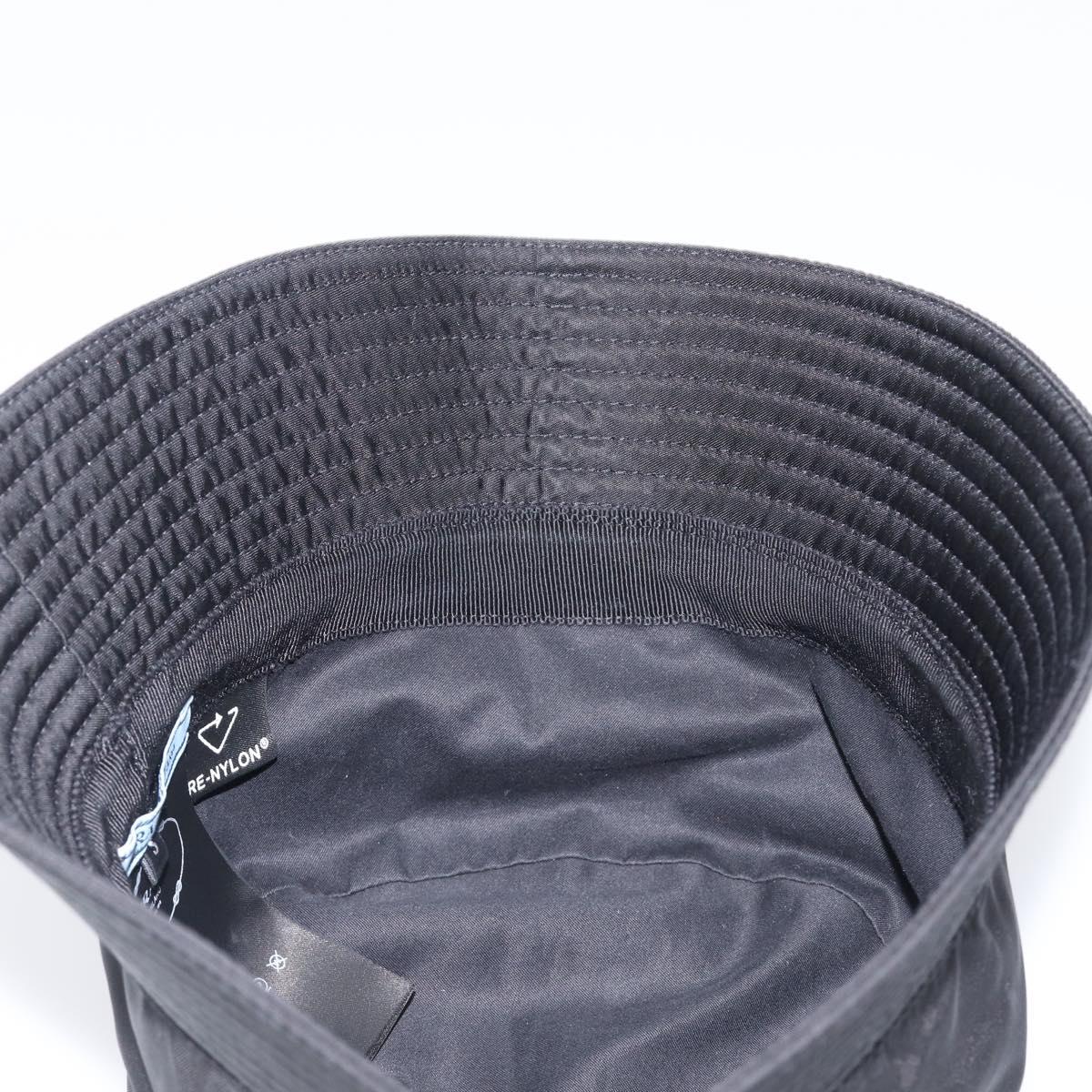 PRADA Bucket Hat Nylon Black Silver Auth 200831V