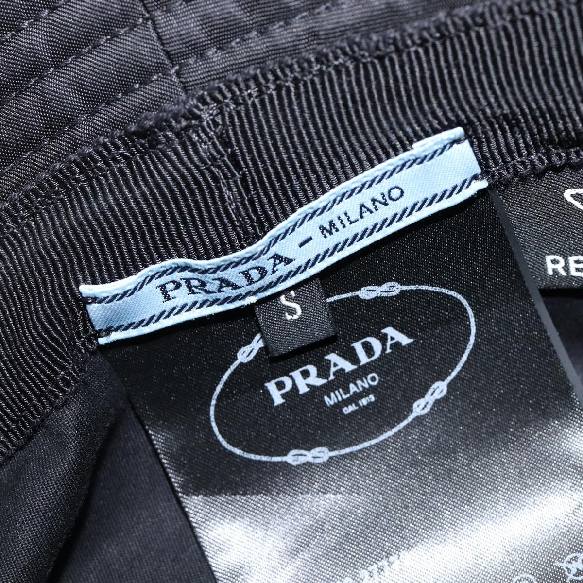 PRADA Bucket Hat Nylon Black Silver Auth 200831V