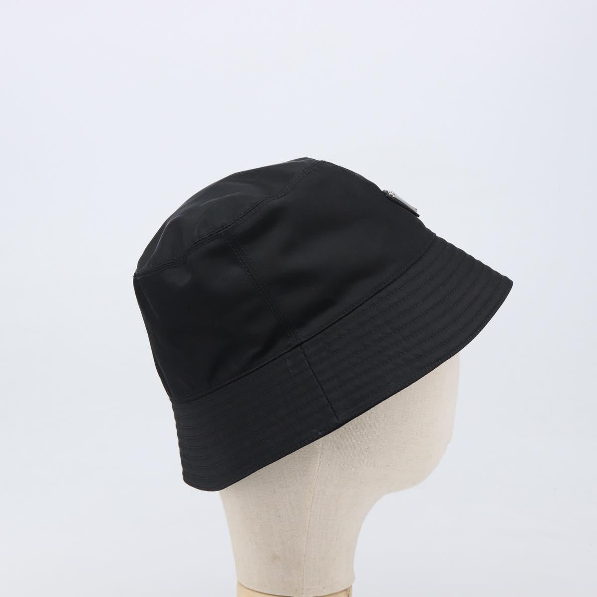 PRADA Bucket Hat Nylon Black Silver Auth 200831V