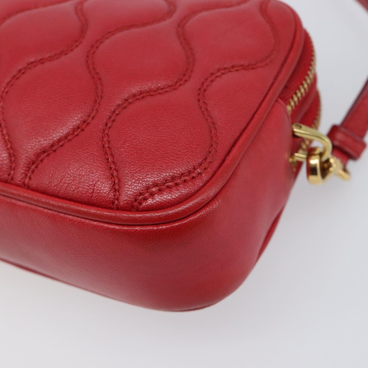 Miu Miu Pouch Leather Red Gold Tone Auth 200834V