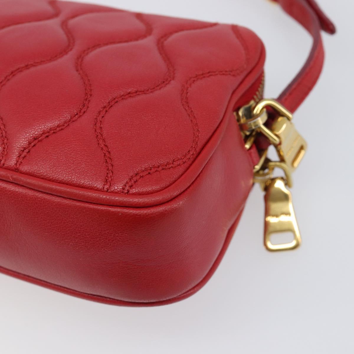 Miu Miu Pouch Leather Red Gold Tone Auth 200834V