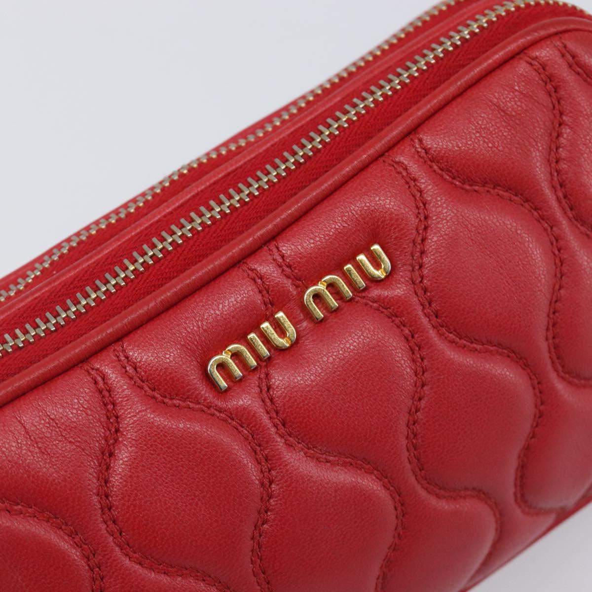 Miu Miu Pouch Leather Red Gold Tone Auth 200834V