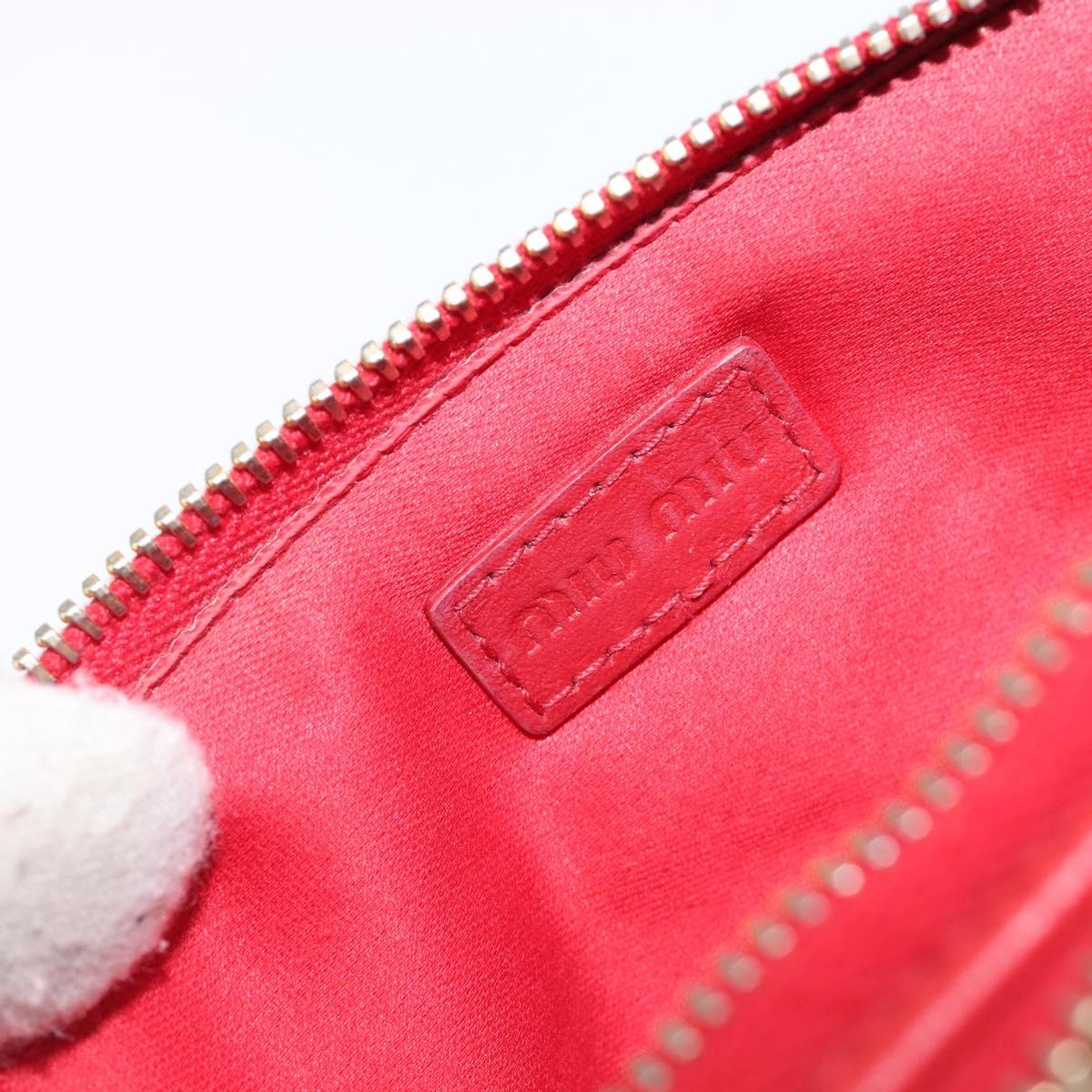 Miu Miu Pouch Leather Red Gold Tone Auth 200834V