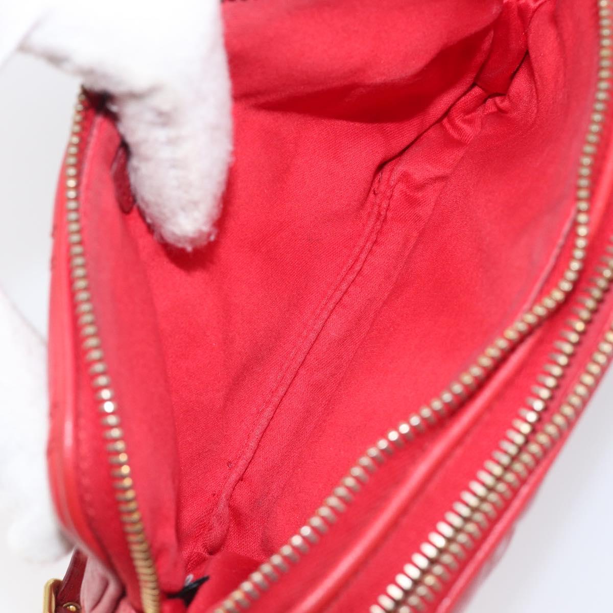 Miu Miu Pouch Leather Red Gold Tone Auth 200834V