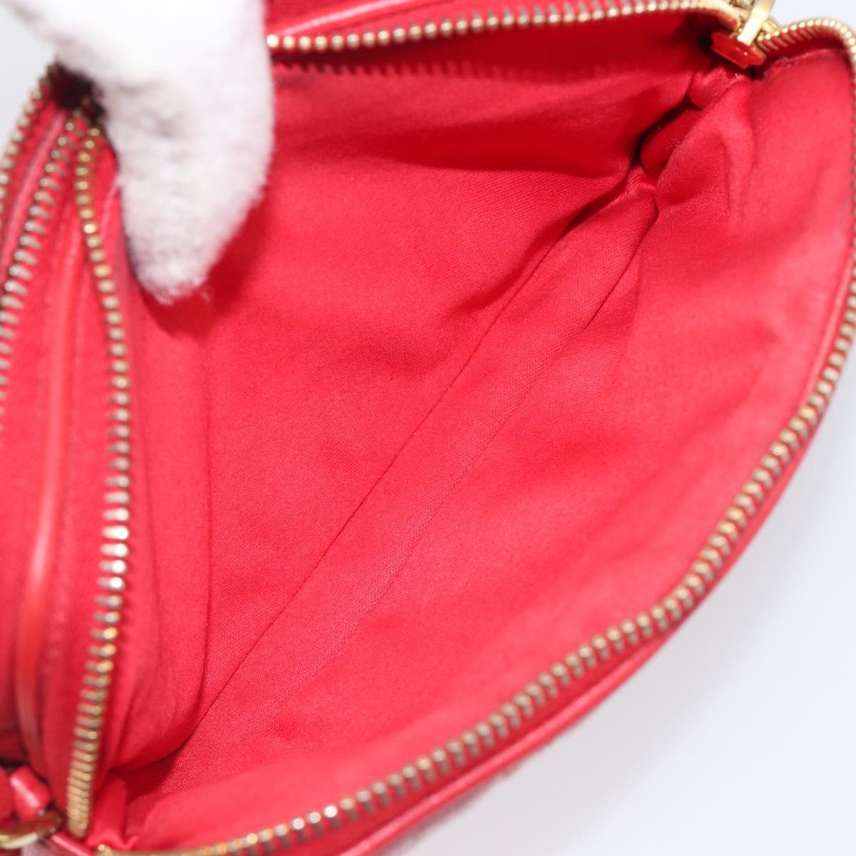 Miu Miu Pouch Leather Red Gold Tone Auth 200834V