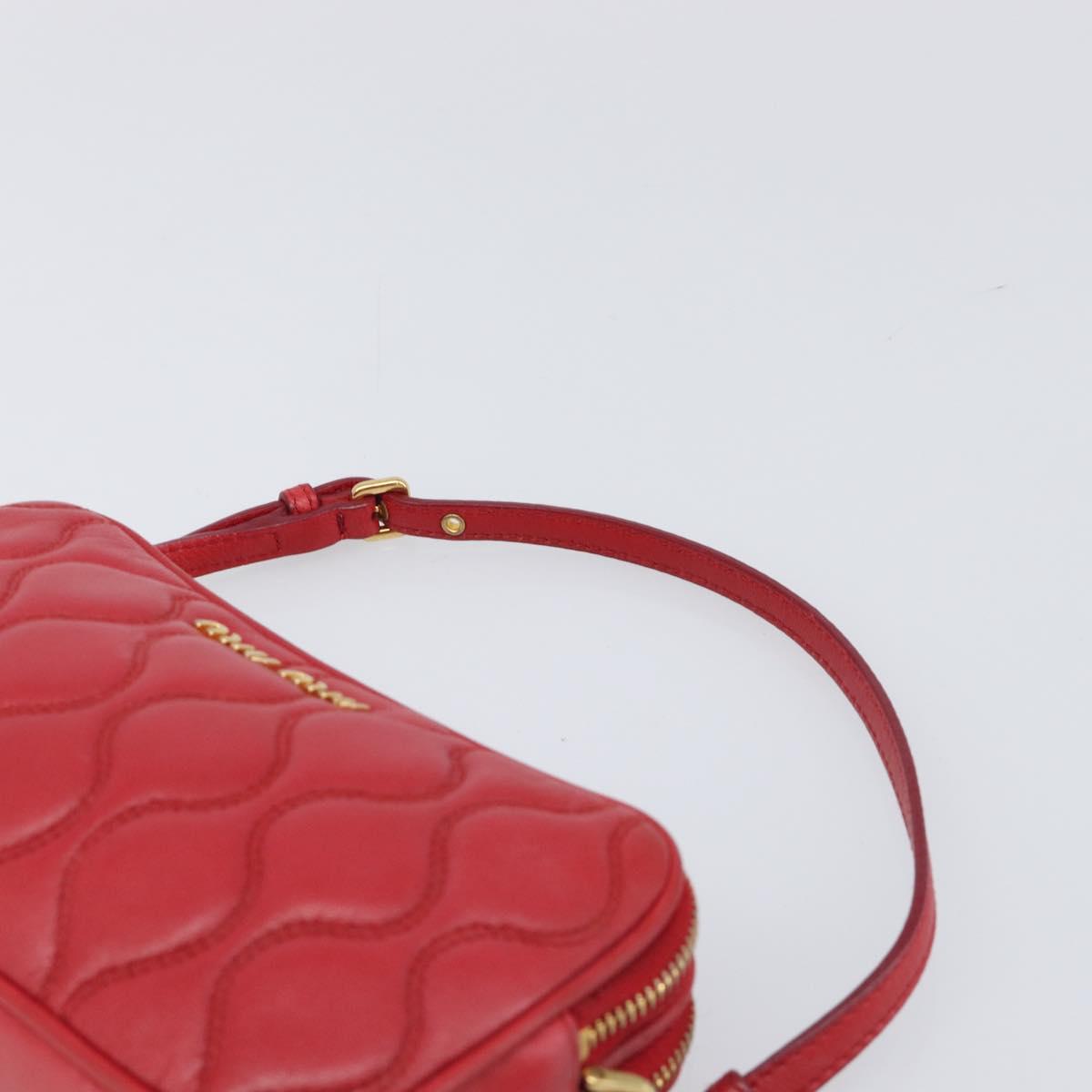 Miu Miu Pouch Leather Red Gold Tone Auth 200834V