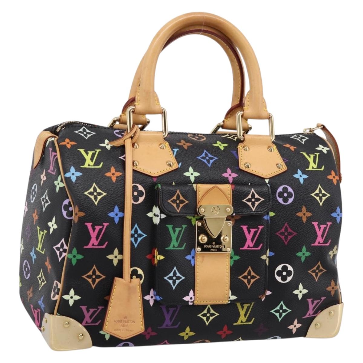 LOUIS VUITTON Monogram Multicolor Speedy 30 Hand Bag Black M92642 Auth 200842SAV