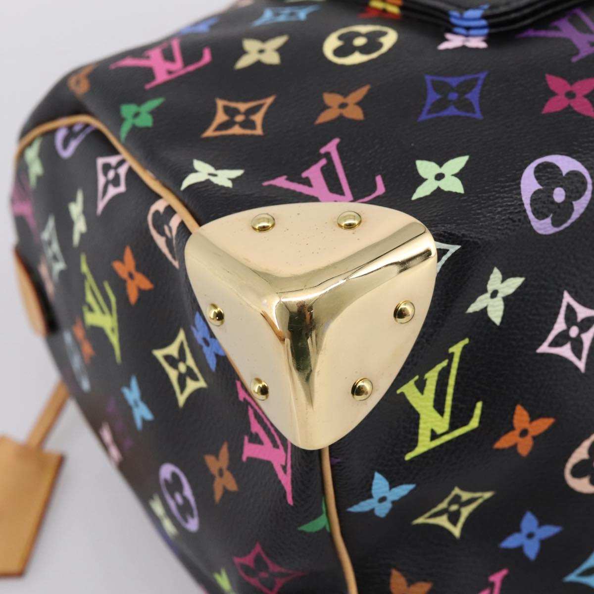 LOUIS VUITTON Monogram Multicolor Speedy 30 Hand Bag Black M92642 Auth 200842SAV